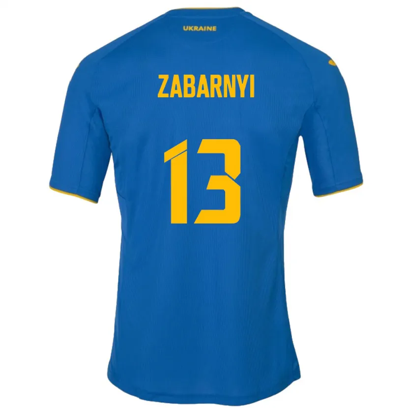 Danxen Hombre Camiseta Ucrania Ilya Zabarnyi #13 Azul 2ª Equipación 24-26 La Camisa México