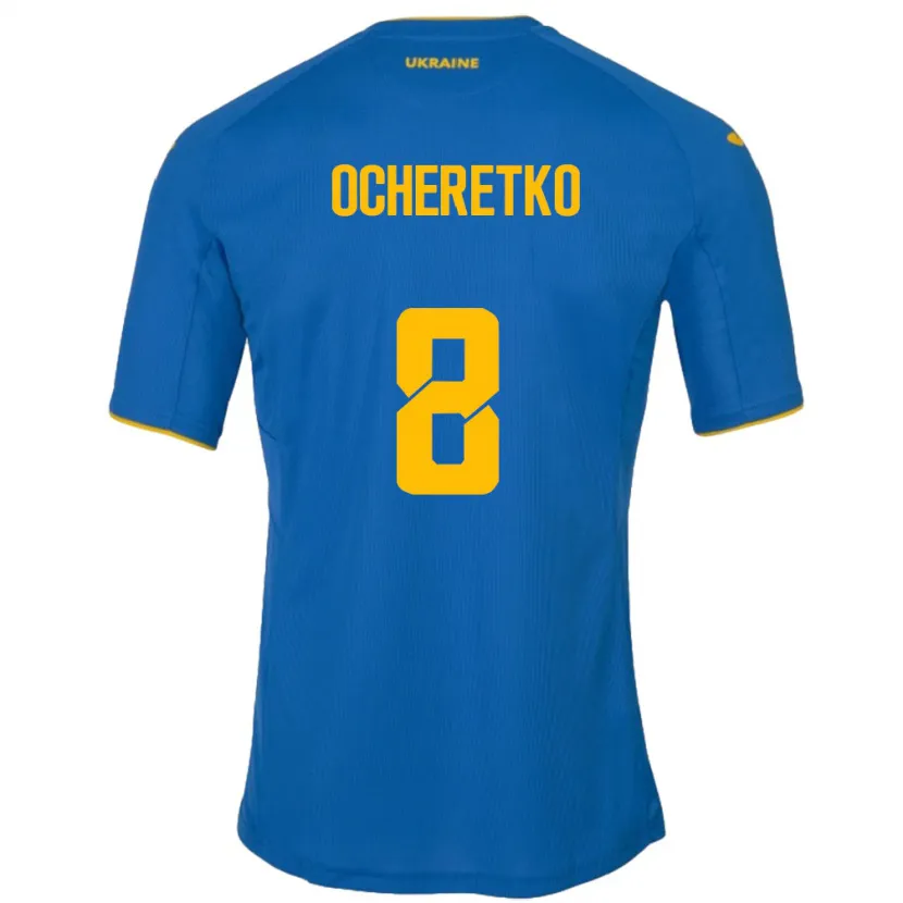 Danxen Hombre Camiseta Ucrania Oleg Ocheretko #8 Azul 2ª Equipación 24-26 La Camisa México