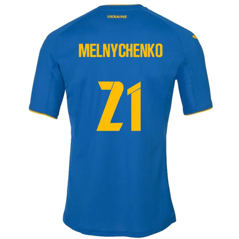 Danxen Hombre Camiseta Ucrania Maksym Melnychenko #21 Azul 2ª Equipación 24-26 La Camisa México