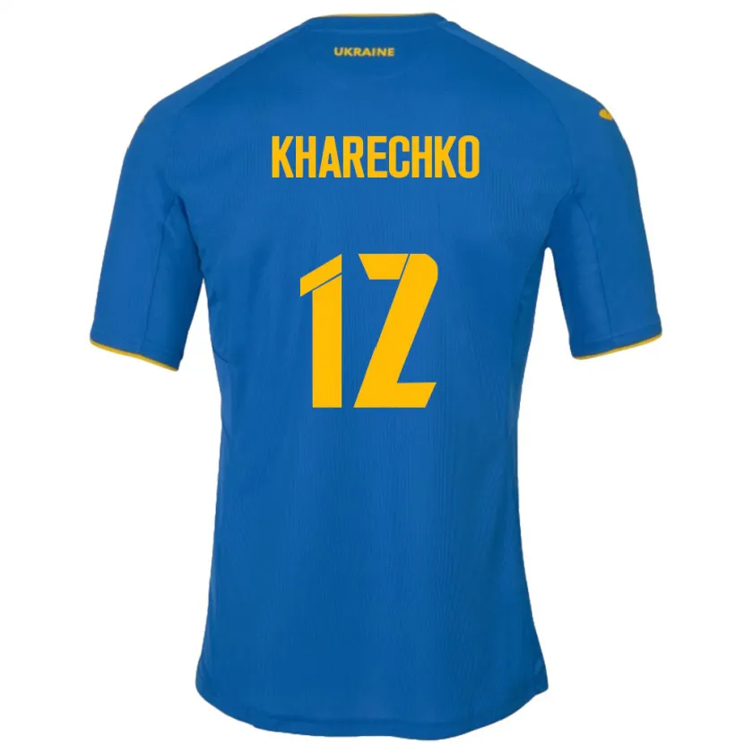 Danxen Hombre Camiseta Ucrania Oleksandr Kharechko #12 Azul 2ª Equipación 24-26 La Camisa México