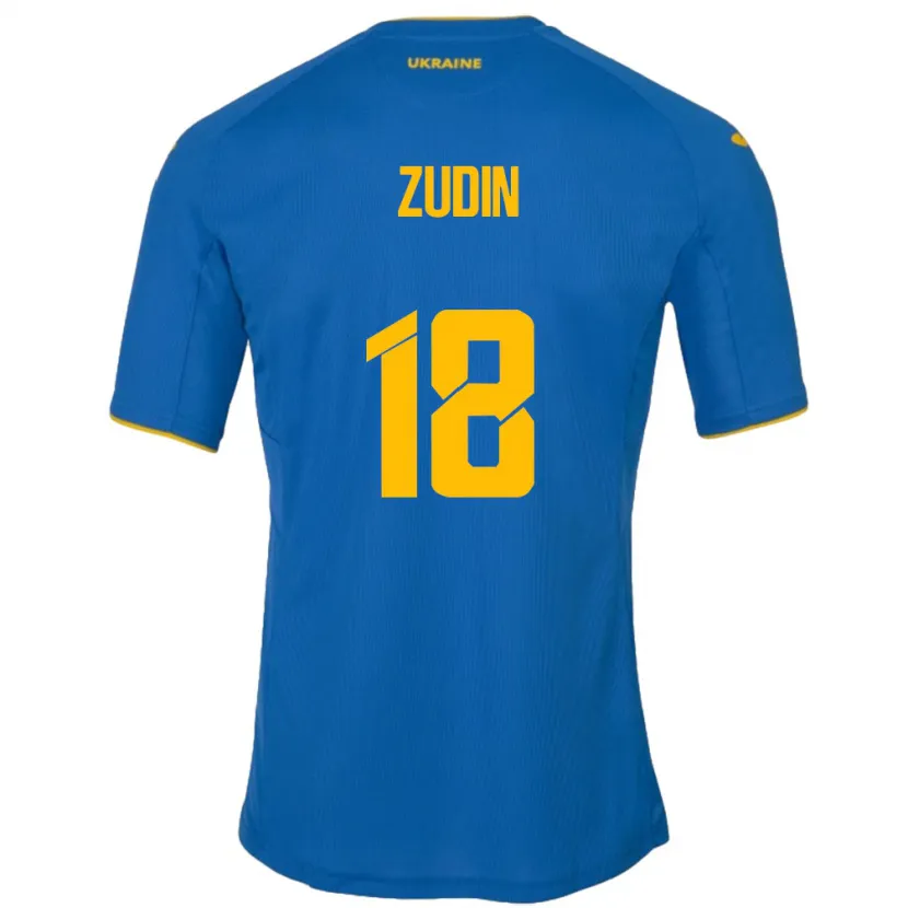 Danxen Hombre Camiseta Ucrania Dmytro Zudin #18 Azul 2ª Equipación 24-26 La Camisa México