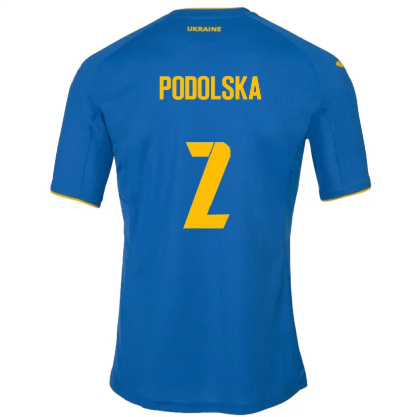 Danxen Hombre Camiseta Ucrania Iryna Podolska #2 Azul 2ª Equipación 24-26 La Camisa México