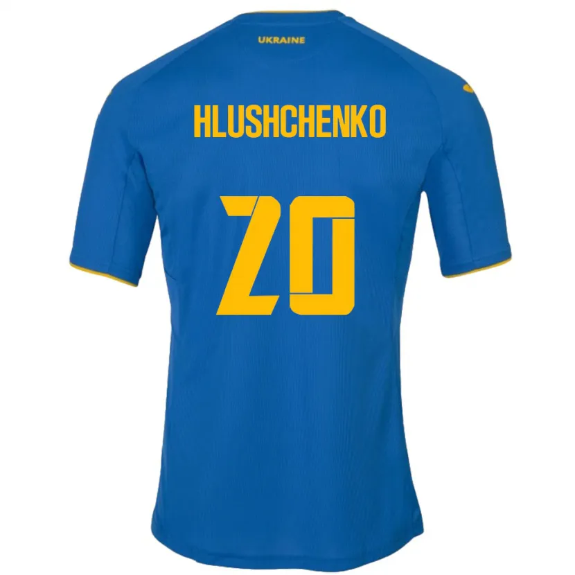 Danxen Hombre Camiseta Ucrania Inna Hlushchenko #20 Azul 2ª Equipación 24-26 La Camisa México