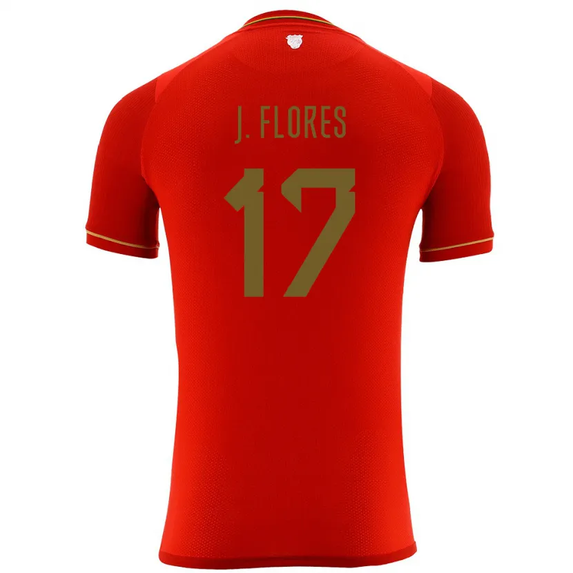 Danxen Hombre Camiseta Bolivia José Flores #17 Rojo 2ª Equipación 24-26 La Camisa México