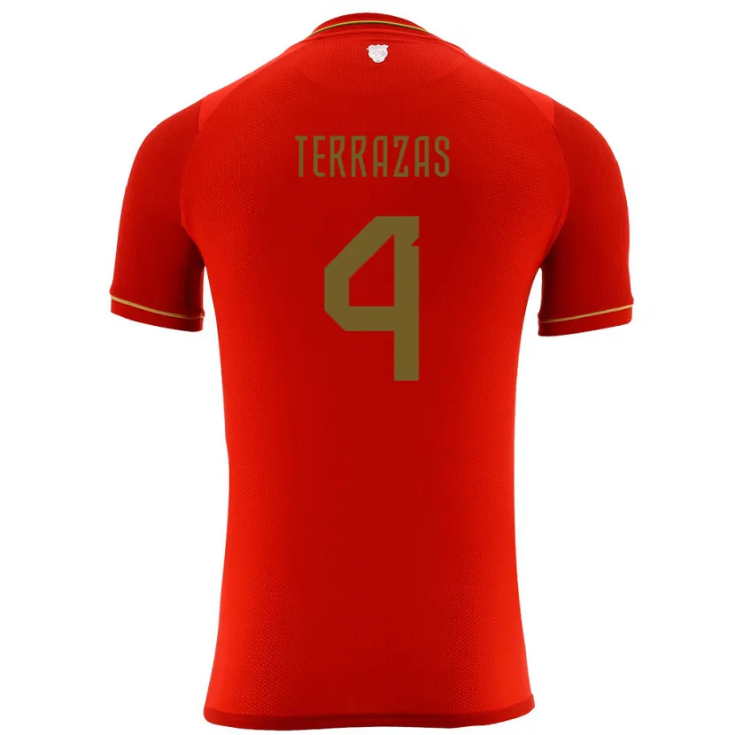 Danxen Hombre Camiseta Bolivia Sergio Terrazas #4 Rojo 2ª Equipación 24-26 La Camisa México