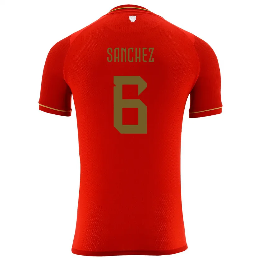 Danxen Hombre Camiseta Bolivia Lucas Sanchez #6 Rojo 2ª Equipación 24-26 La Camisa México