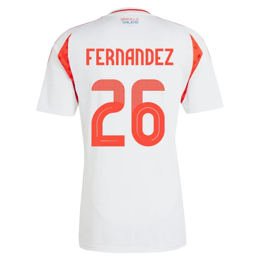 Danxen Hombre Camiseta Chile Nicolás Fernández #26 Blanco 2ª Equipación 24-26 La Camisa México