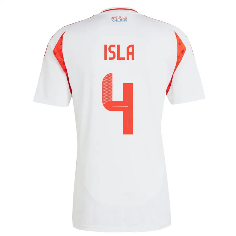 Danxen Hombre Camiseta Chile Mauricio Isla #4 Blanco 2ª Equipación 24-26 La Camisa México