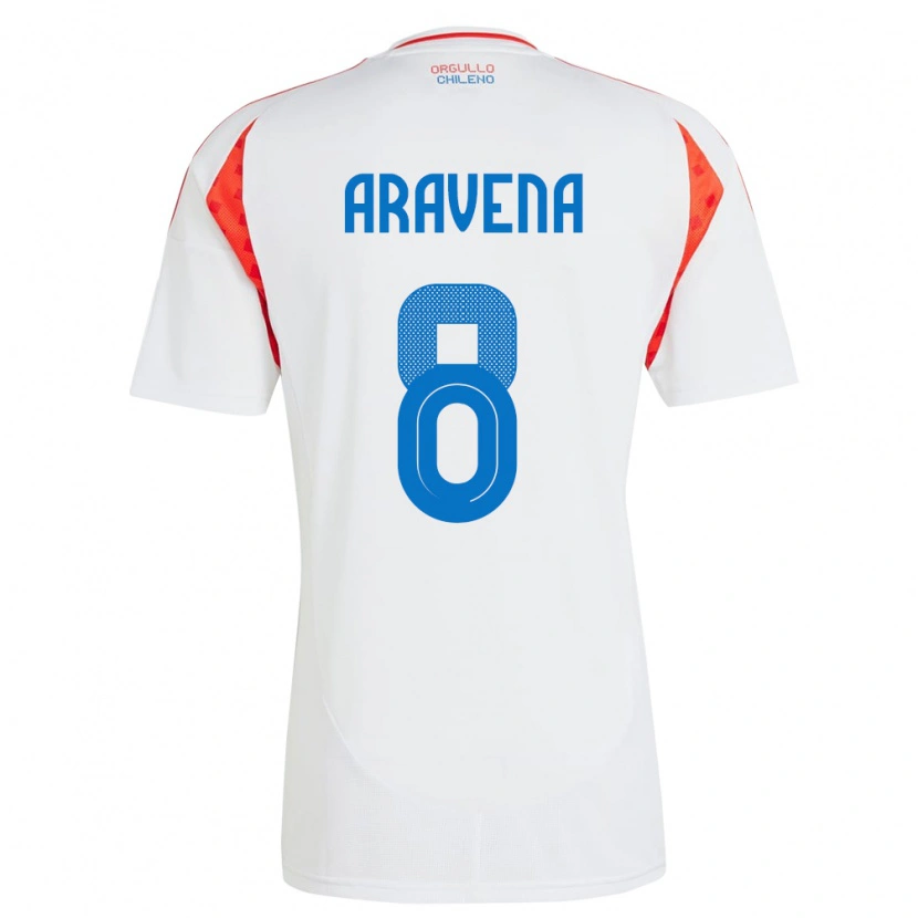 Danxen Hombre Camiseta Chile Alexander Aravena #8 Blanco 2ª Equipación 24-26 La Camisa México