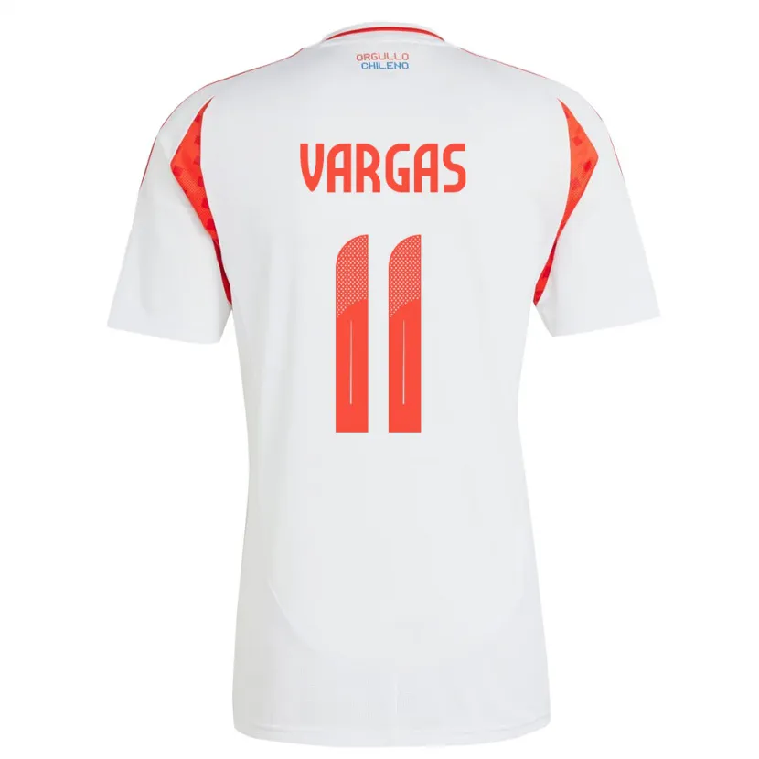 Danxen Hombre Camiseta Chile Eduardo Vargas #11 Blanco 2ª Equipación 24-26 La Camisa México