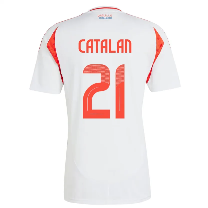 Danxen Hombre Camiseta Chile Matías Catalán #21 Blanco 2ª Equipación 24-26 La Camisa México
