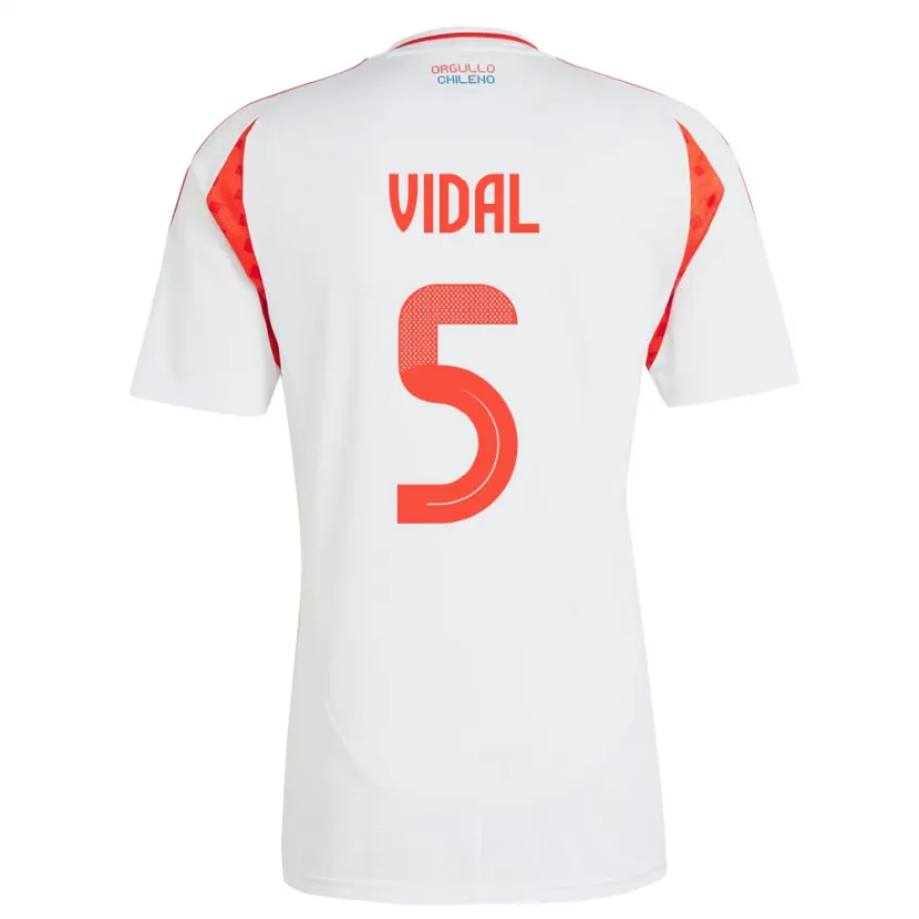 Danxen Hombre Camiseta Chile Valentín Vidal #5 Blanco 2ª Equipación 24-26 La Camisa México