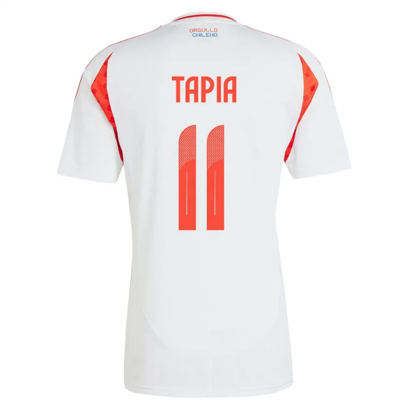 Danxen Hombre Camiseta Chile Gonzalo Tapia #11 Blanco 2ª Equipación 24-26 La Camisa México