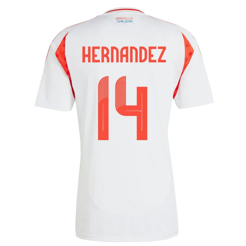 Danxen Hombre Camiseta Chile Leandro Hernández #14 Blanco 2ª Equipación 24-26 La Camisa México