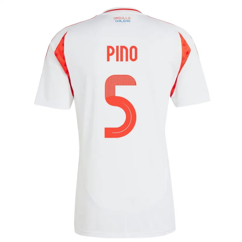 Danxen Hombre Camiseta Chile Sebastián Pino #5 Blanco 2ª Equipación 24-26 La Camisa México