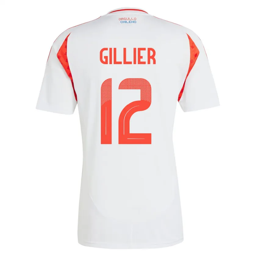 Danxen Hombre Camiseta Chile Thomas Gillier #12 Blanco 2ª Equipación 24-26 La Camisa México