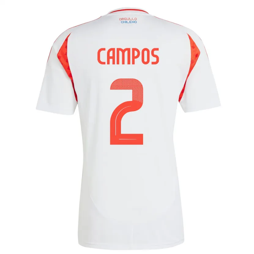 Danxen Hombre Camiseta Chile Víctor Campos #2 Blanco 2ª Equipación 24-26 La Camisa México