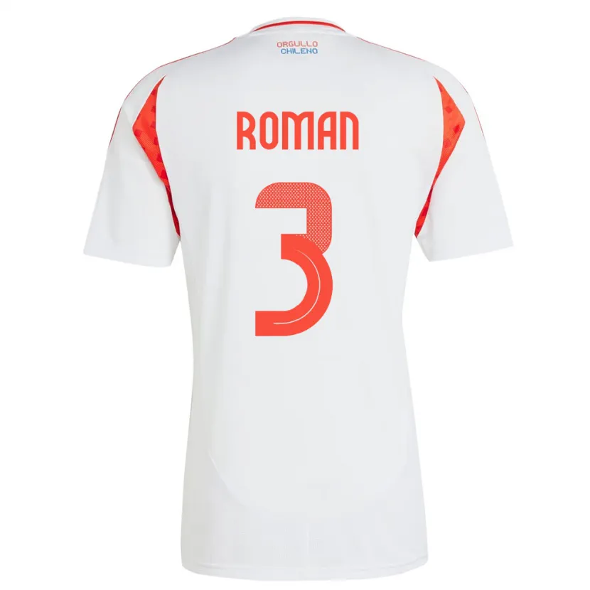 Danxen Hombre Camiseta Chile Iván Román #3 Blanco 2ª Equipación 24-26 La Camisa México
