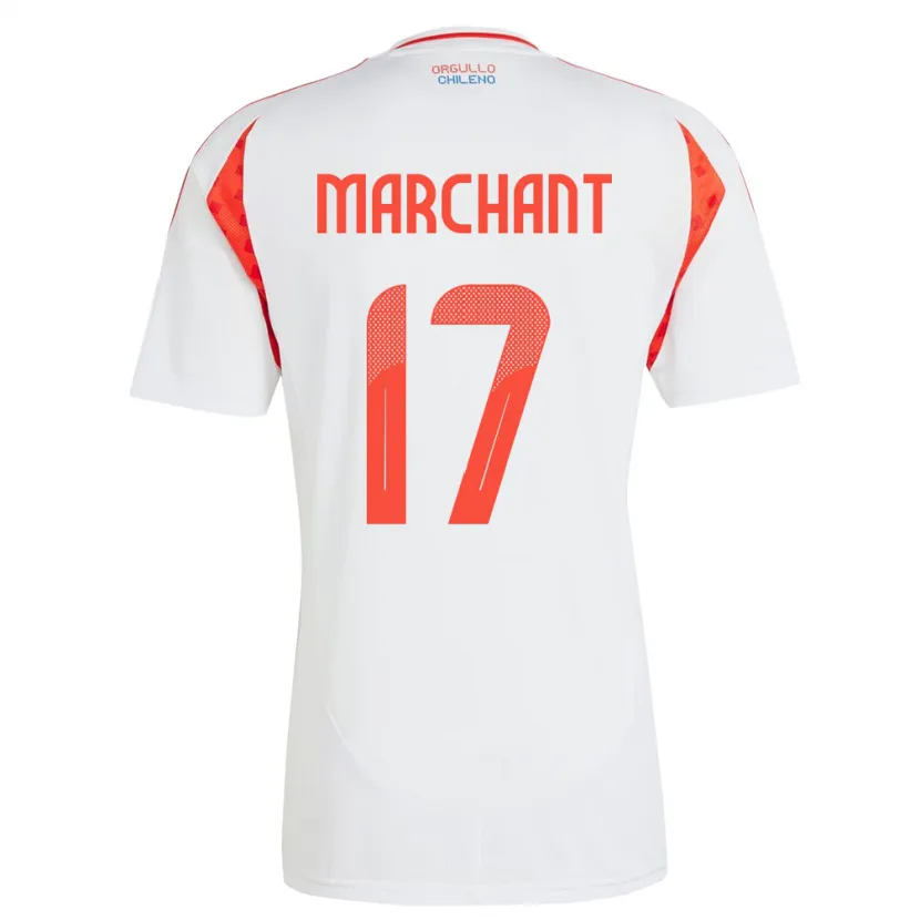 Danxen Hombre Camiseta Chile Francisco Marchant #17 Blanco 2ª Equipación 24-26 La Camisa México