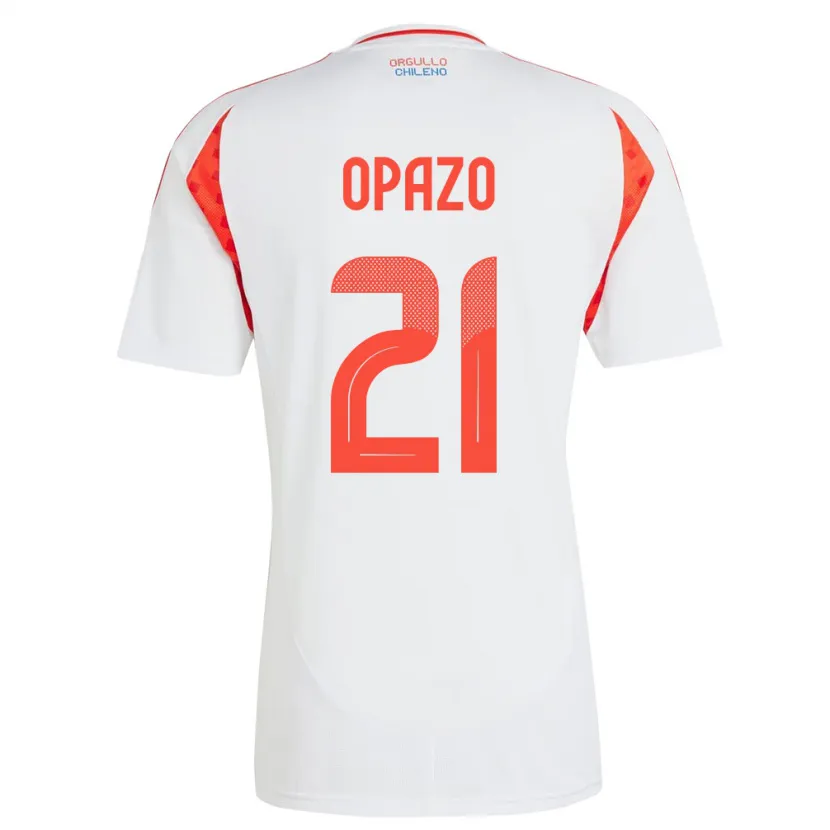 Danxen Hombre Camiseta Chile Diego Opazo #21 Blanco 2ª Equipación 24-26 La Camisa México