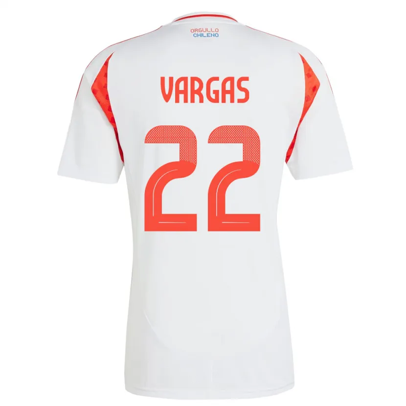 Danxen Hombre Camiseta Chile Diego Vargas #22 Blanco 2ª Equipación 24-26 La Camisa México