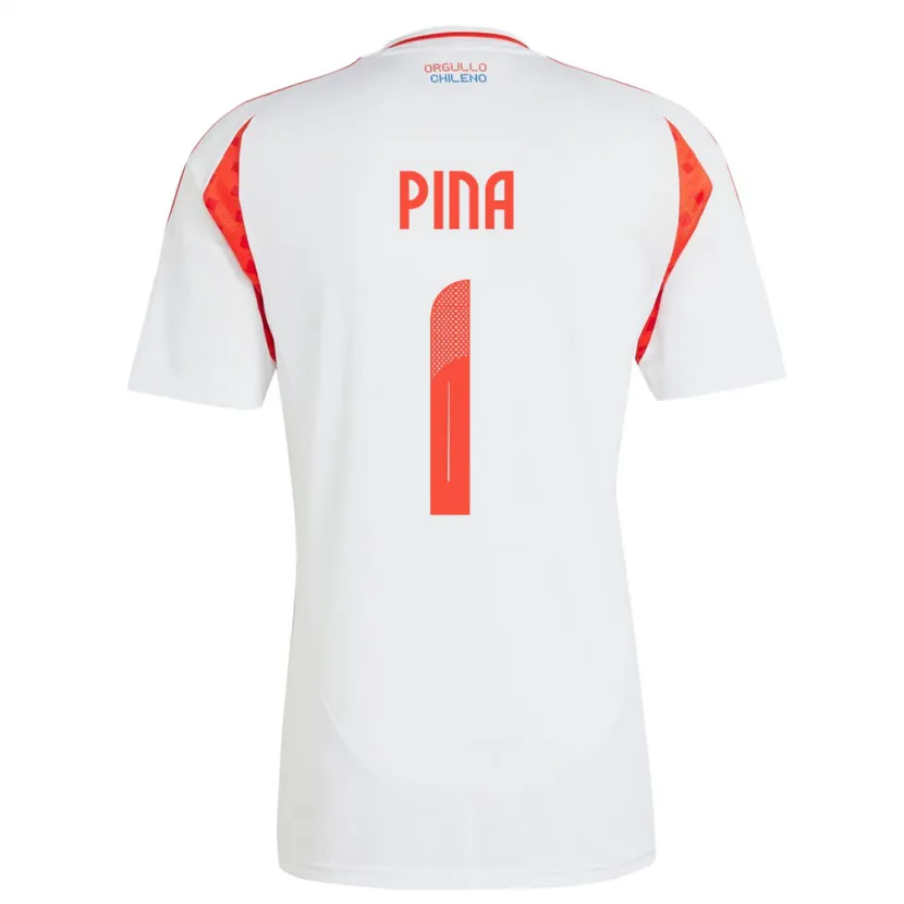 Danxen Hombre Camiseta Chile Cristóbal Piña #1 Blanco 2ª Equipación 24-26 La Camisa México
