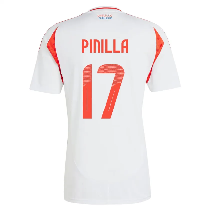 Danxen Hombre Camiseta Chile Fernanda Pinilla #17 Blanco 2ª Equipación 24-26 La Camisa México