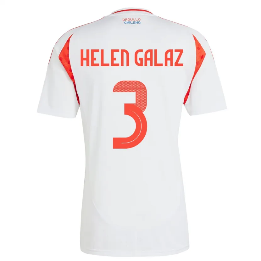 Danxen Hombre Camiseta Chile Su Helen Galaz #3 Blanco 2ª Equipación 24-26 La Camisa México