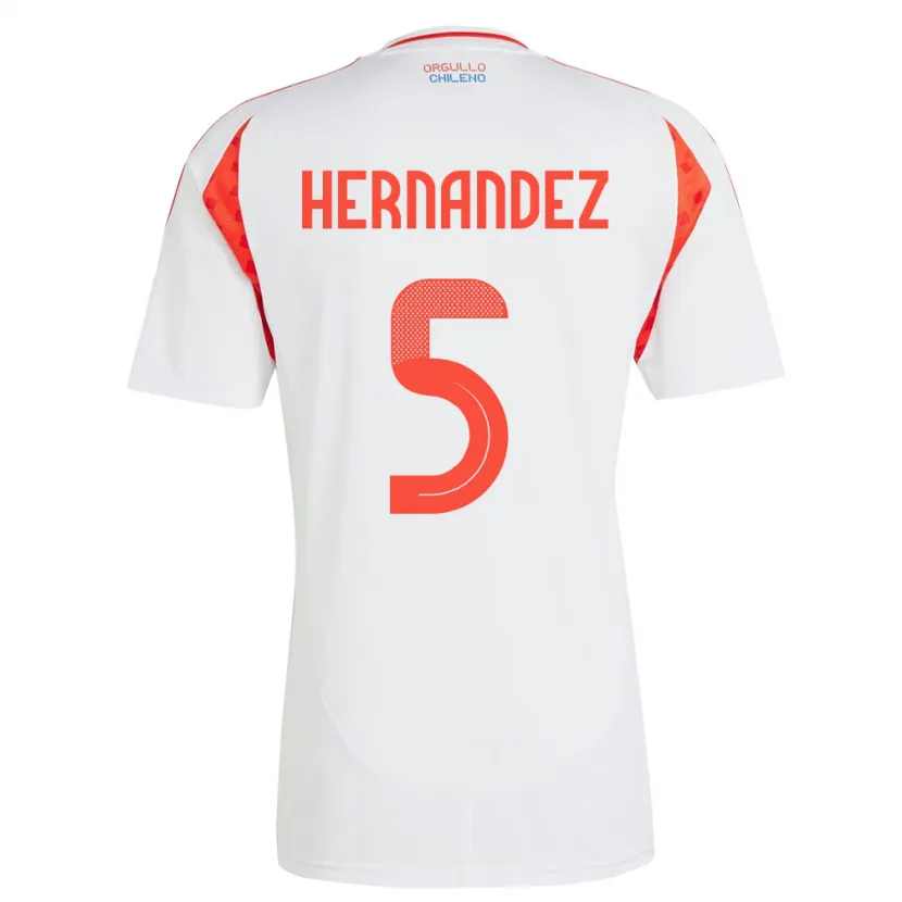 Danxen Hombre Camiseta Chile Monserrat Hernández #5 Blanco 2ª Equipación 24-26 La Camisa México