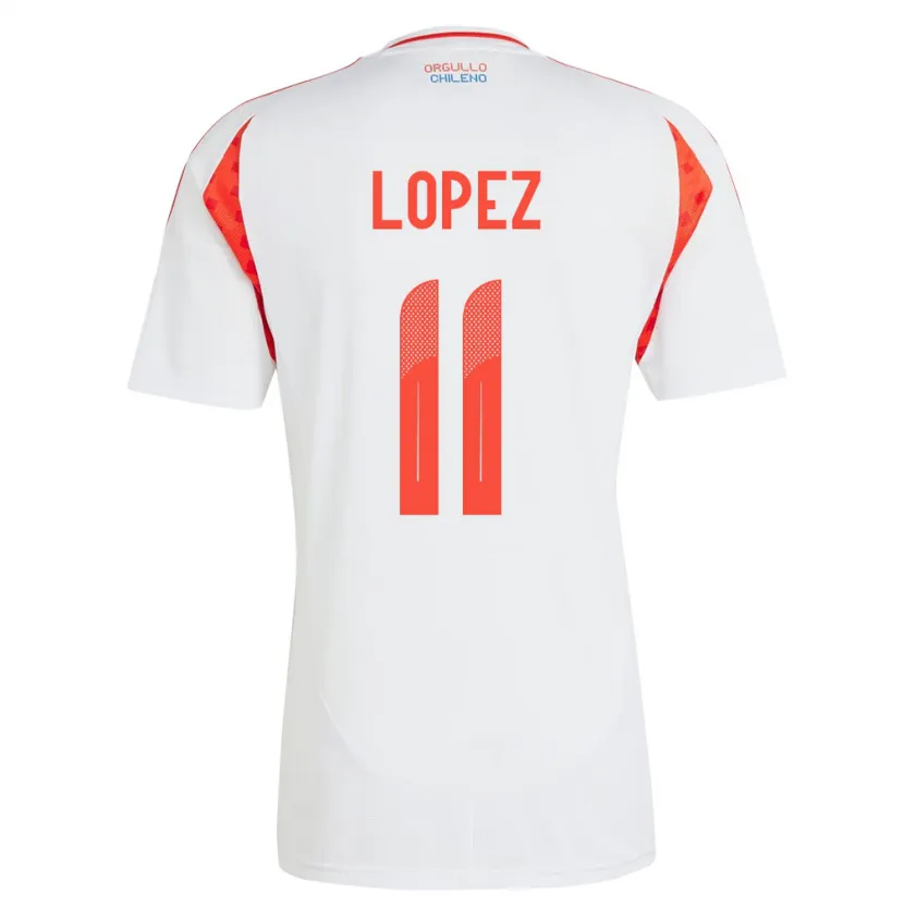 Danxen Hombre Camiseta Chile Yessenia López #11 Blanco 2ª Equipación 24-26 La Camisa México