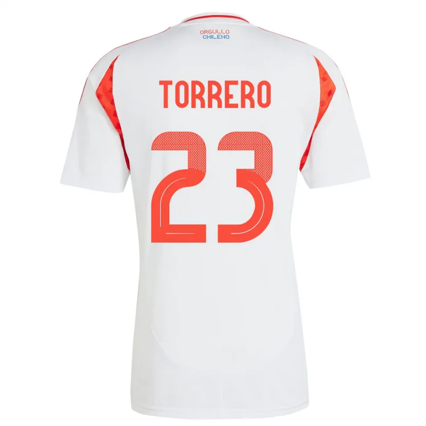 Danxen Hombre Camiseta Chile Ryann Torrero #23 Blanco 2ª Equipación 24-26 La Camisa México