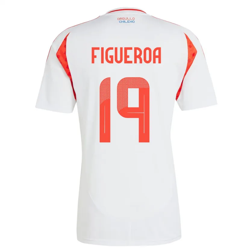 Danxen Hombre Camiseta Chile Catalina Figueroa #19 Blanco 2ª Equipación 24-26 La Camisa México