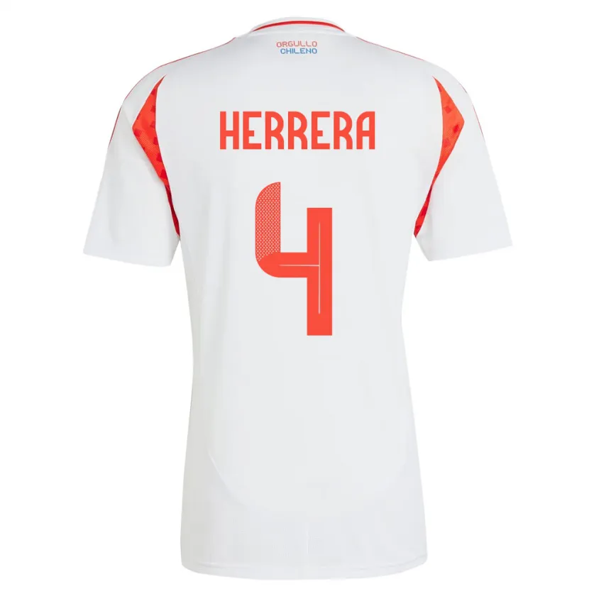 Danxen Hombre Camiseta Chile Claudia Herrera #4 Blanco 2ª Equipación 24-26 La Camisa México