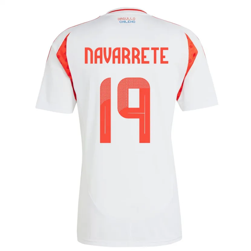 Danxen Hombre Camiseta Chile Valentina Navarrete #19 Blanco 2ª Equipación 24-26 La Camisa México