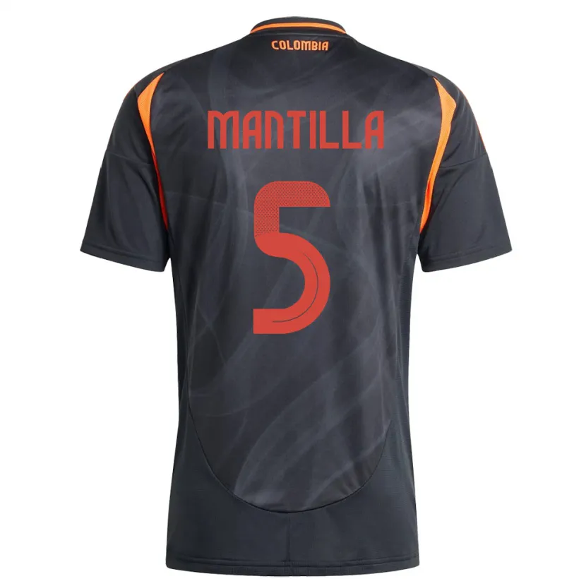 Danxen Hombre Camiseta Colombia Kevin Mantilla #5 Negro 2ª Equipación 24-26 La Camisa México