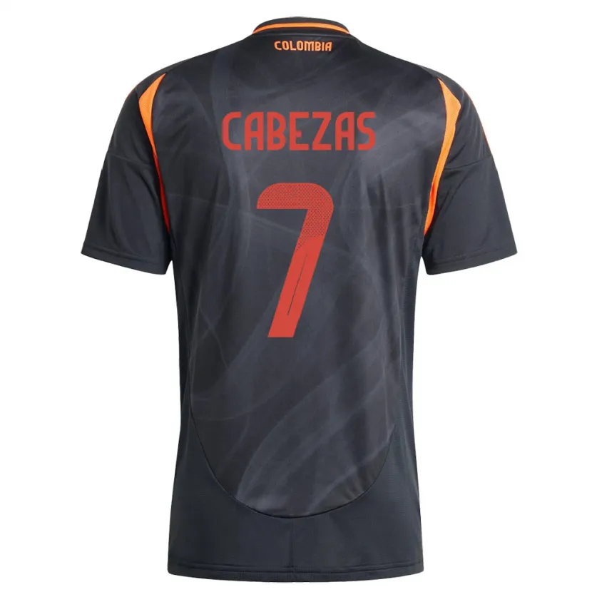 Danxen Hombre Camiseta Colombia Jorge Cabezas #7 Negro 2ª Equipación 24-26 La Camisa México
