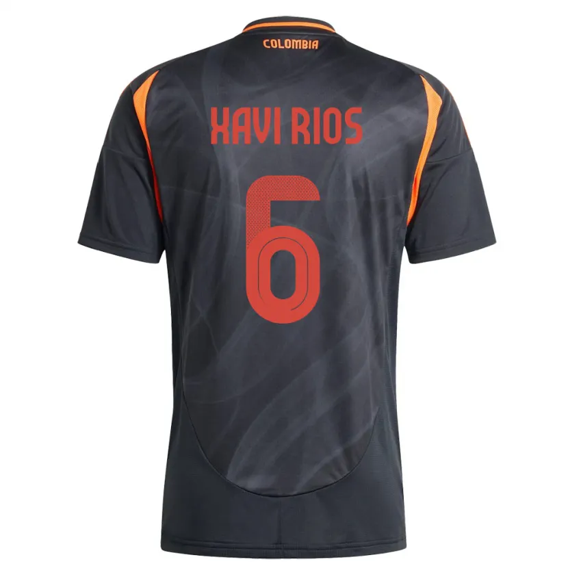 Danxen Hombre Camiseta Colombia Xavi Ríos #6 Negro 2ª Equipación 24-26 La Camisa México