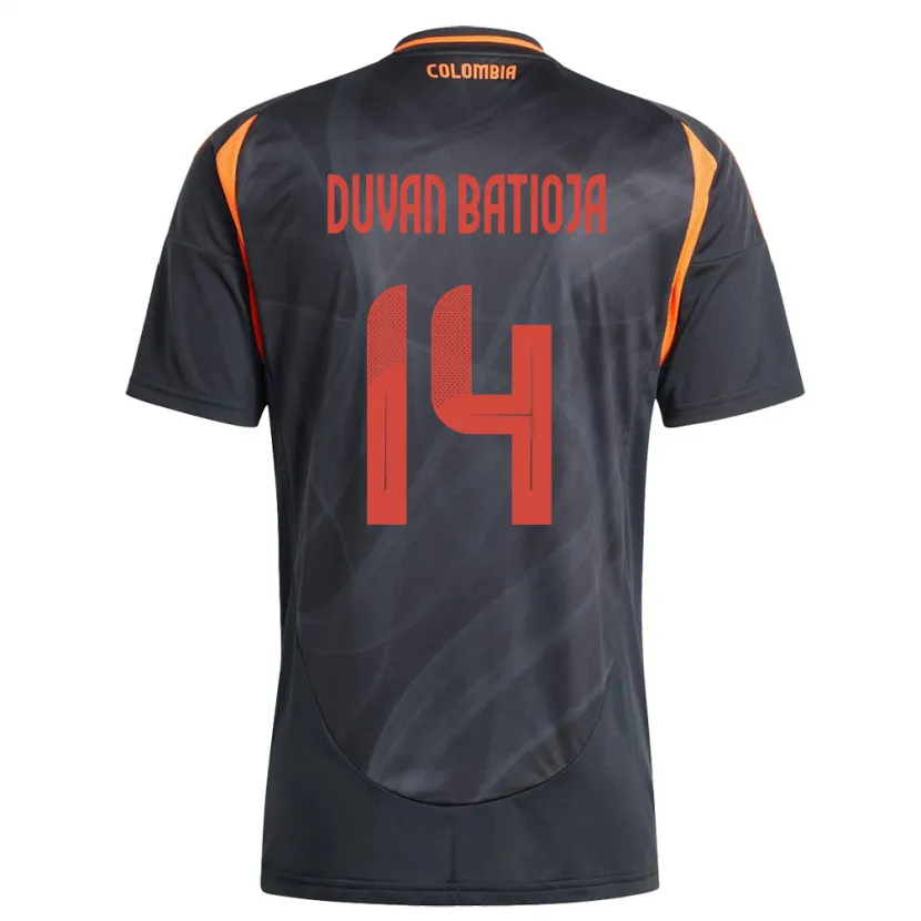 Danxen Hombre Camiseta Colombia Andy Duván Batioja #14 Negro 2ª Equipación 24-26 La Camisa México