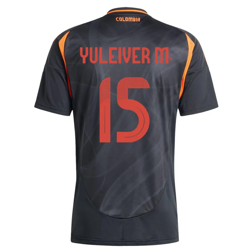Danxen Hombre Camiseta Colombia Yuleiver Mosquera #15 Negro 2ª Equipación 24-26 La Camisa México