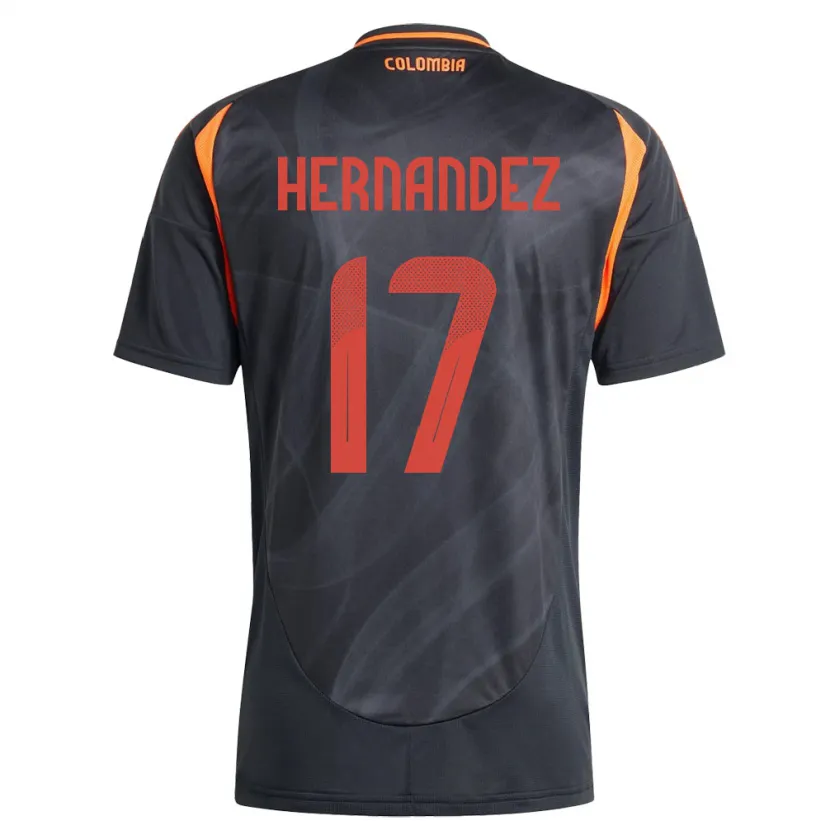 Danxen Hombre Camiseta Colombia Jhoan Hernández #17 Negro 2ª Equipación 24-26 La Camisa México