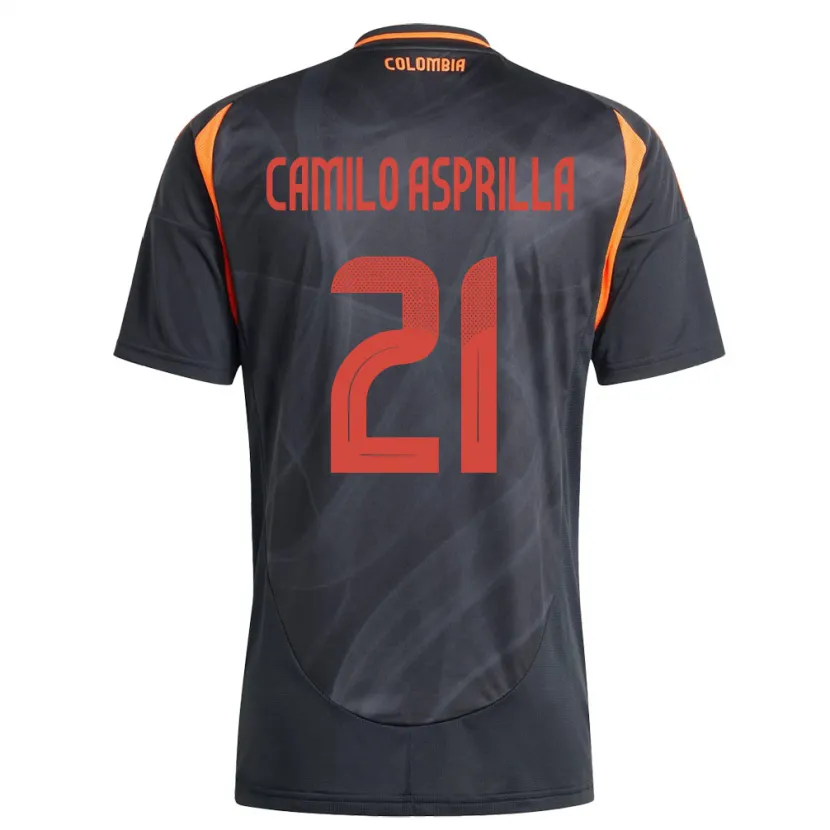 Danxen Hombre Camiseta Colombia Juan Camilo Asprilla #21 Negro 2ª Equipación 24-26 La Camisa México