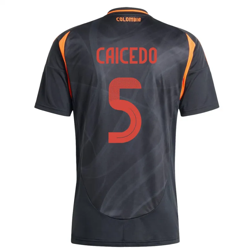 Danxen Hombre Camiseta Colombia Kelly Caicedo #5 Negro 2ª Equipación 24-26 La Camisa México