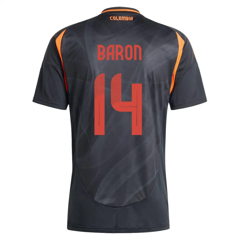 Danxen Hombre Camiseta Colombia Ángela Barón #14 Negro 2ª Equipación 24-26 La Camisa México