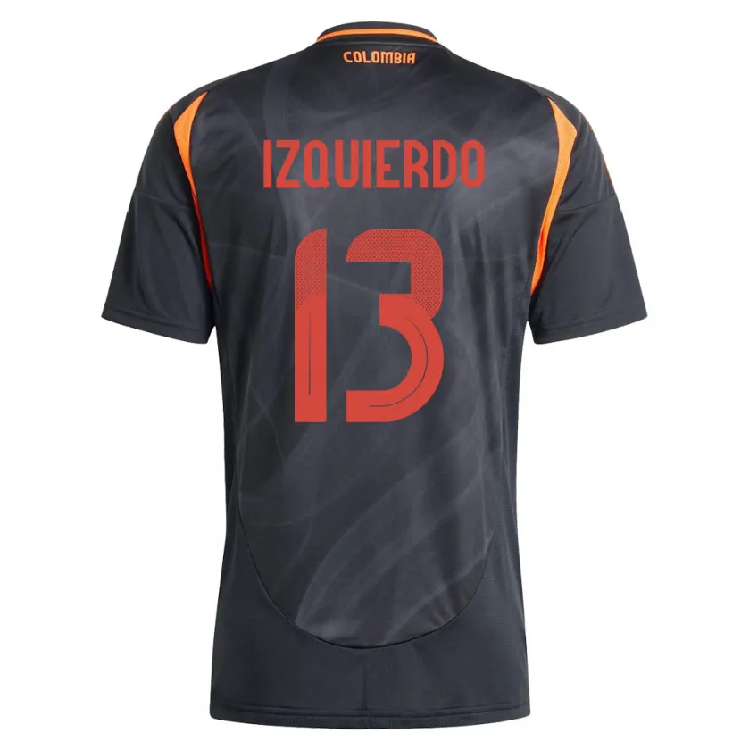 Danxen Hombre Camiseta Colombia Ilana Izquierdo #13 Negro 2ª Equipación 24-26 La Camisa México