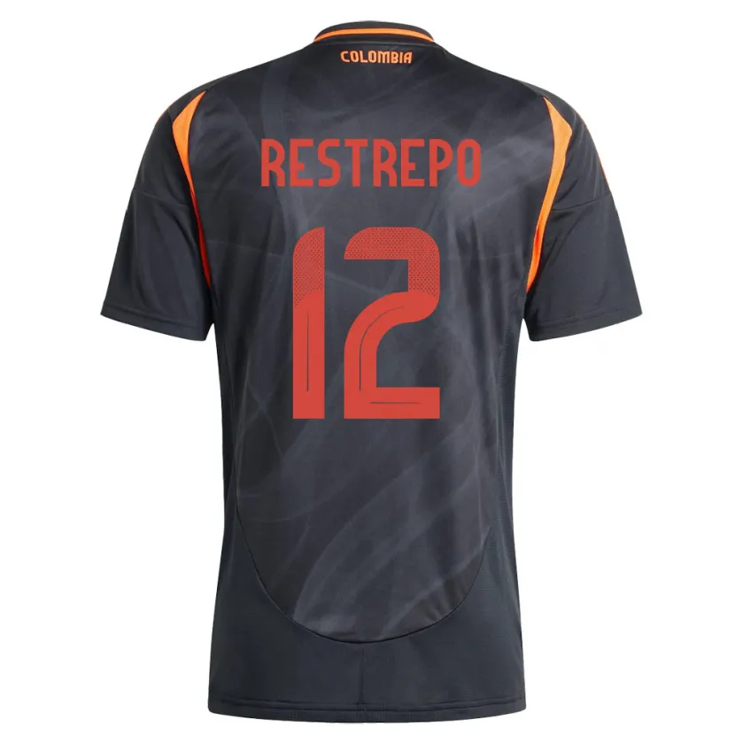 Danxen Hombre Camiseta Colombia Valery Restrepo #12 Negro 2ª Equipación 24-26 La Camisa México