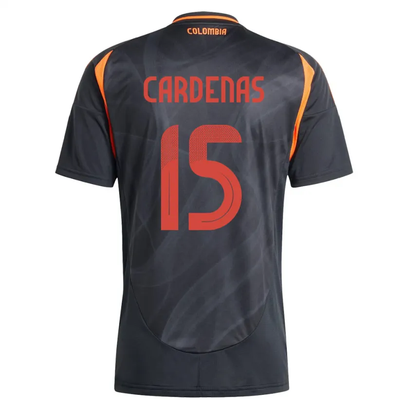 Danxen Hombre Camiseta Colombia Wendy Cárdenas #15 Negro 2ª Equipación 24-26 La Camisa México