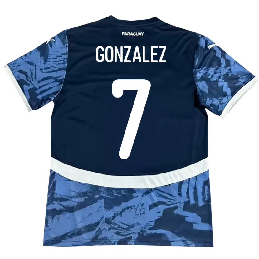 Danxen Hombre Camiseta Paraguay Diego González #7 Azul 2ª Equipación 24-26 La Camisa México
