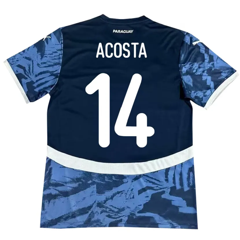 Danxen Hombre Camiseta Paraguay Emilio Acosta #14 Azul 2ª Equipación 24-26 La Camisa México
