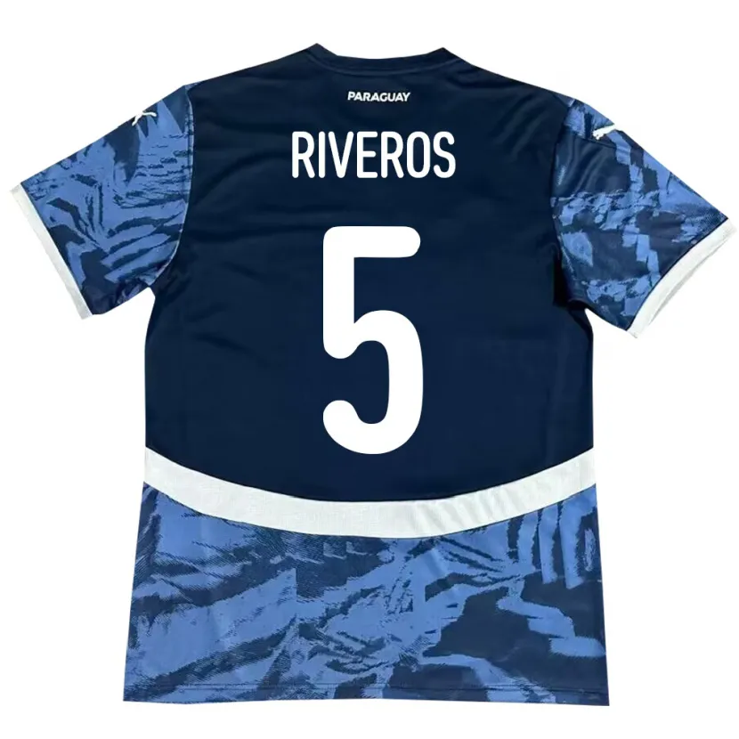 Danxen Hombre Camiseta Paraguay Verónica Riveros #5 Azul 2ª Equipación 24-26 La Camisa México