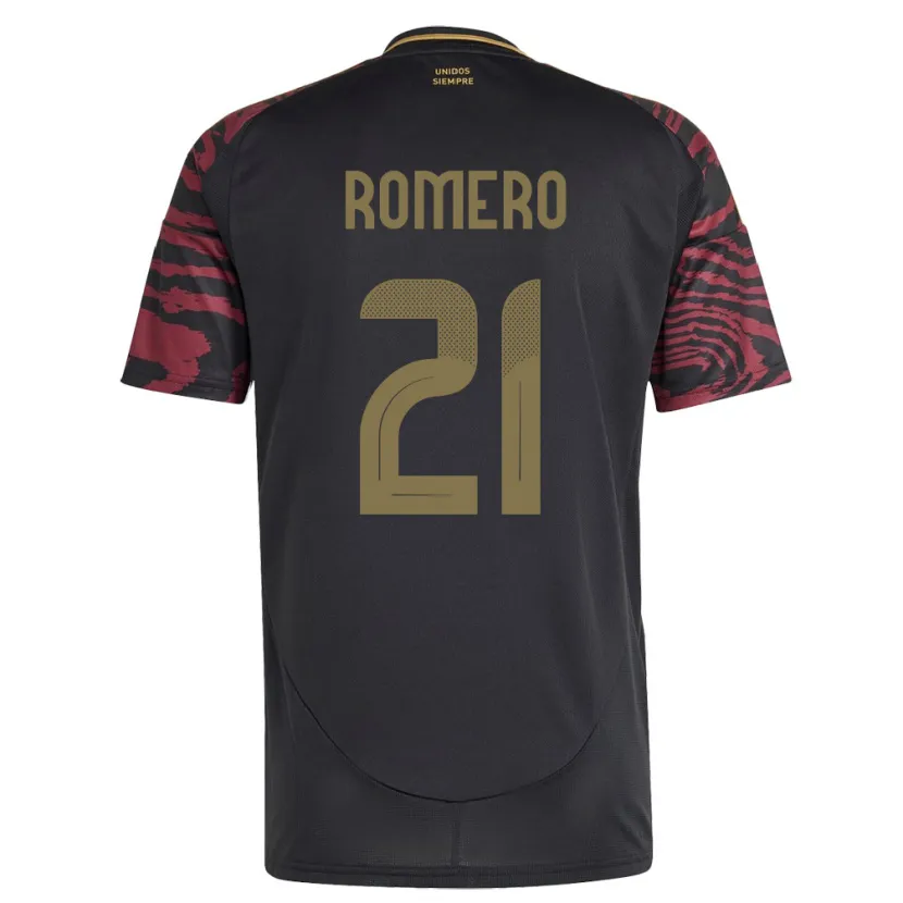 Danxen Hombre Camiseta Perú Diego Romero #21 Negro 2ª Equipación 24-26 La Camisa México